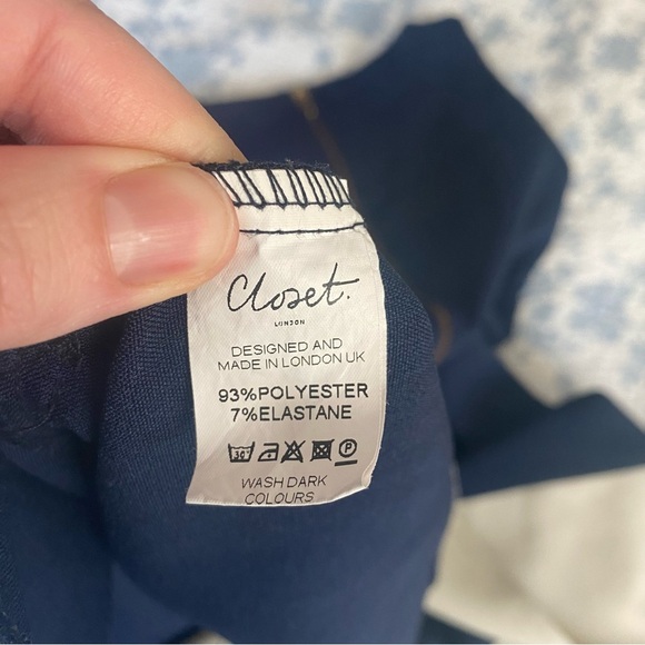 Closet London Navy and Cream Pleated Coastal Preppy Mini Dress Size 10 - Picture 9 of 11